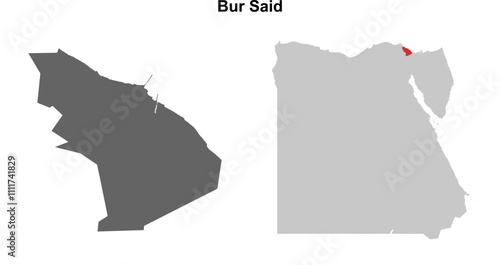 Konstfotografi Bur Said governorate blank outline map set