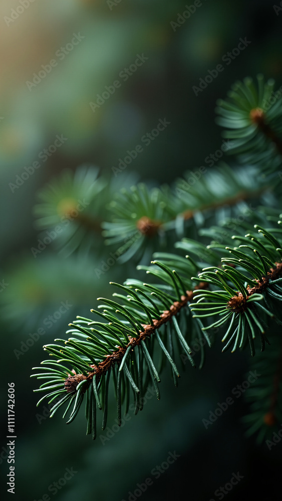 Elegant Green Fir Branch Close-Up: Perfect for Holiday Marketing, Seasonal Greetings, and Festive Promotions Elegant Green Fir Branch Close-Up: Perfect for Holiday Marketing, Seasonal Greetings, and Festive Promotions