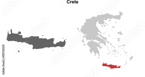 Crete blank outline map set