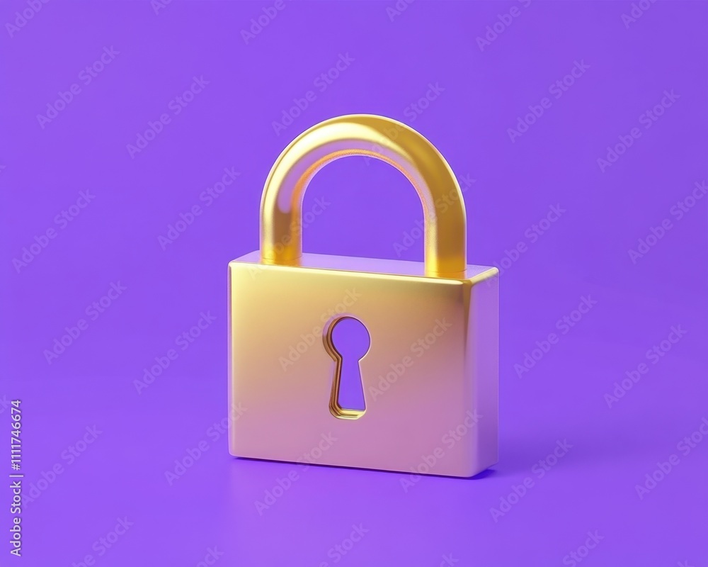 3D locked padlock with password. Golden padlock and PIN entry. Security and safety. Cyber privacy concept. illustration on purple background. 3d rendering 3D locked padlock with password. Golden padlock and PIN entry. Security and safety. Cyber privacy concept. illustration on purple background. 3d rendering