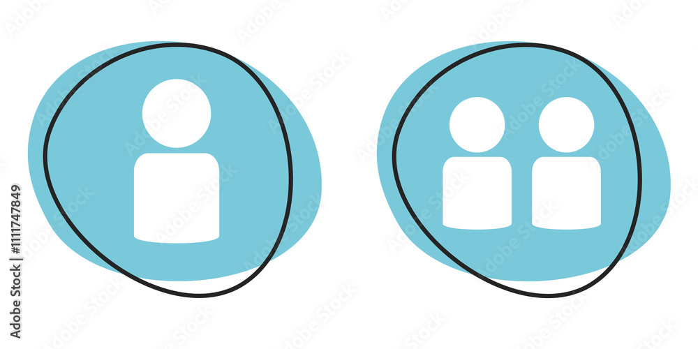 Ein und zwei Personen Buttons in blau Ein und zwei Personen Buttons in blau