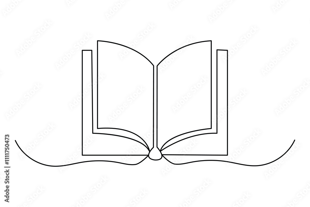 Continuous one line drawing of book opening isolated outline vector illustration
Continuous one line drawing of book opening isolated outline vector illustration