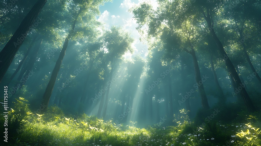 sun rays in the forest sun rays in the forest