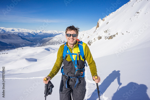 Portrait of backcountry skier, Whistler, B.C. Canada photo