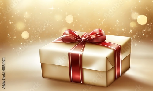 elegant gift box with ribbon and bow celebratory background aigenerated illustration, Generative Ai