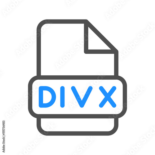 Divx artistic symbol for video files with a sleek colored outline