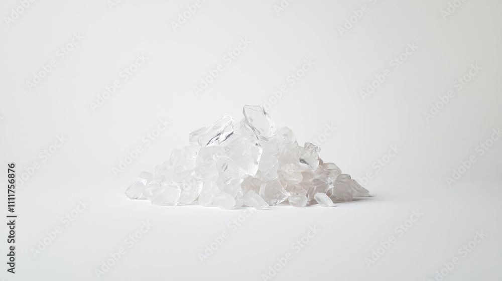 A pile of ice cubes on a white background A pile of ice cubes on a white background