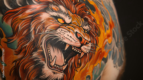 Tattoo design, Lion,  photo