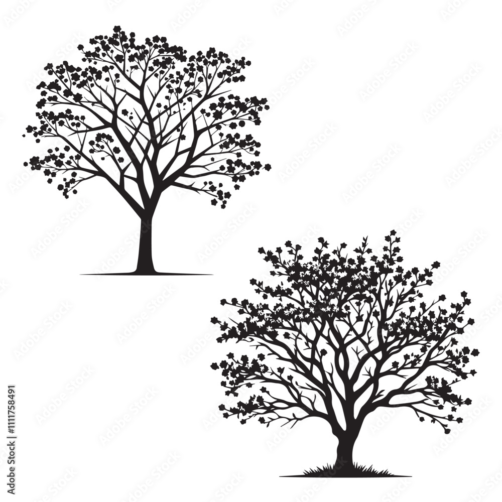 Ταπετσαρία eastern redbud tree silhouette - vector image of  eastern redbud - tree silhouet