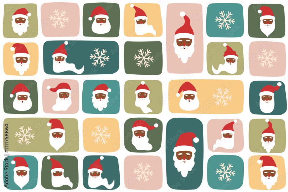 Christmas winter seamless pattern of Santa Claus on colorful background. Christmas background. Christmas wrapping paper. Christmas winter seamless pattern of Santa Claus on colorful background. Christmas background. Christmas wrapping paper.