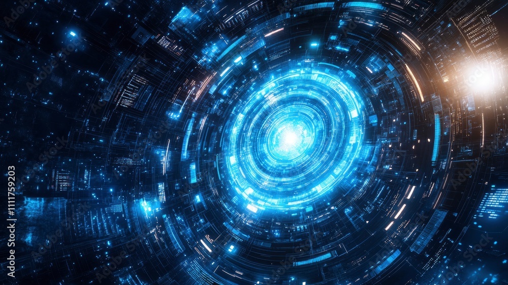 A futuristic digital spiral resembling a vortex or portal in a cosmic environment. A futuristic digital spiral resembling a vortex or portal in a cosmic environment.