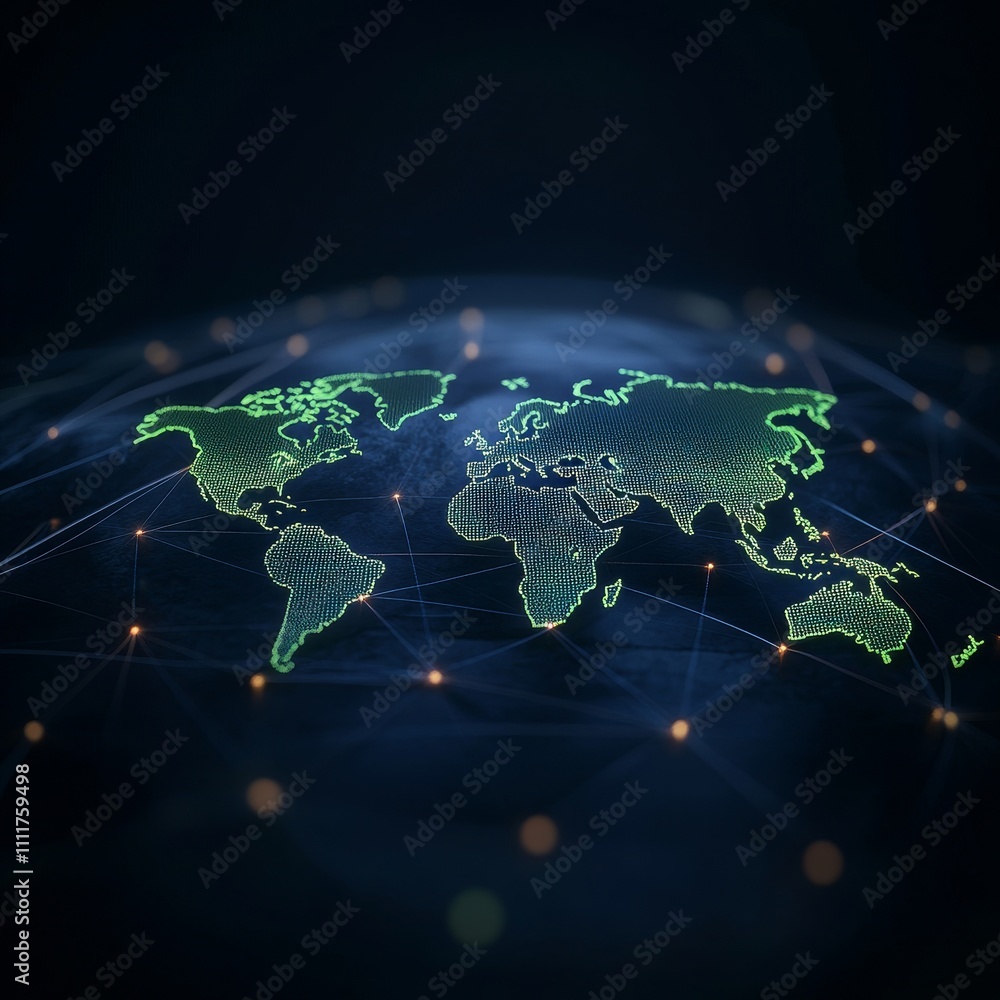 A globe with a blue light shining on it A globe with a blue light shining on it