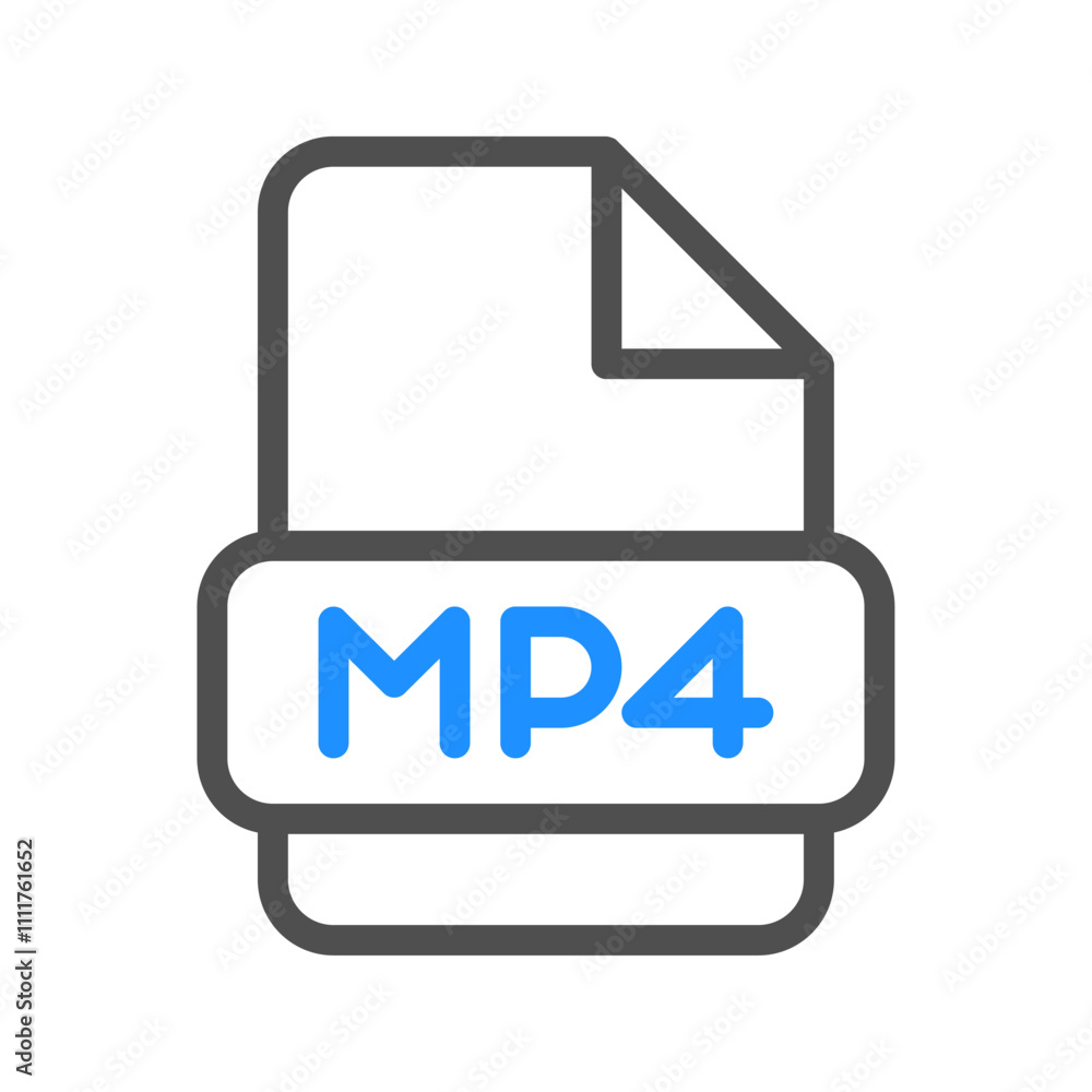 Mp4 video file icon with a striking and minimalist colored outline Mp4 video file icon with a striking and minimalist colored outline