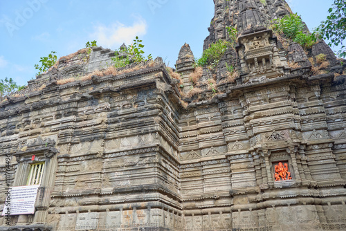 Intricate stone carvings of the Naroshanker Temple at Nashik in Maharashtra, India