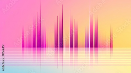 Abstract soundwave design with vibrant colors and reflections  modern digital art.