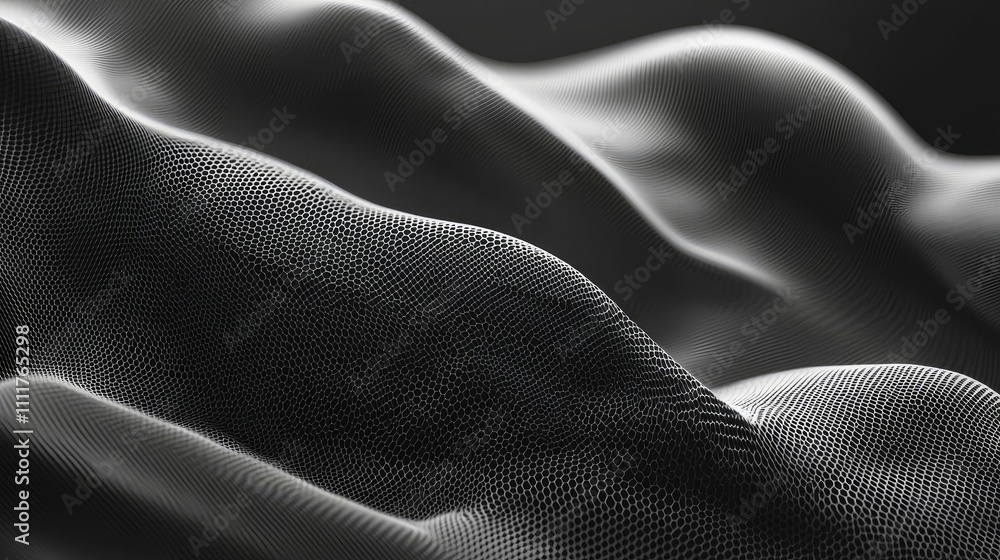 Naklejka premium Abstract black fabric waves creating a smooth, flowing texture.