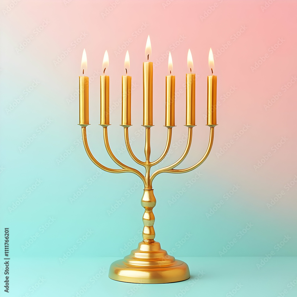 Golden Menorah 3D Illustration Golden Menorah 3D Illustration