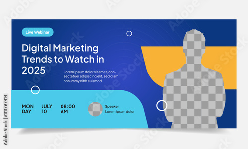 Modern business webinar horizontal banner digital marketing template design. Suitable for banner, event, thumbnail, header.