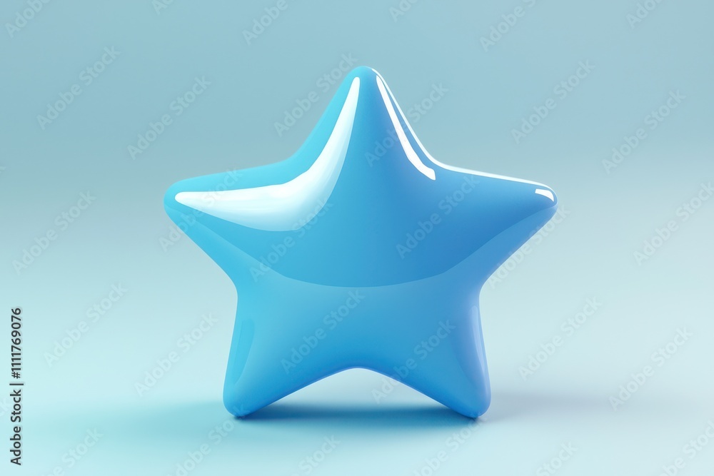 3D soft blue star icon crafted from synthetic material, representing new ideas. 3D soft blue star icon crafted from synthetic material, representing new ideas.