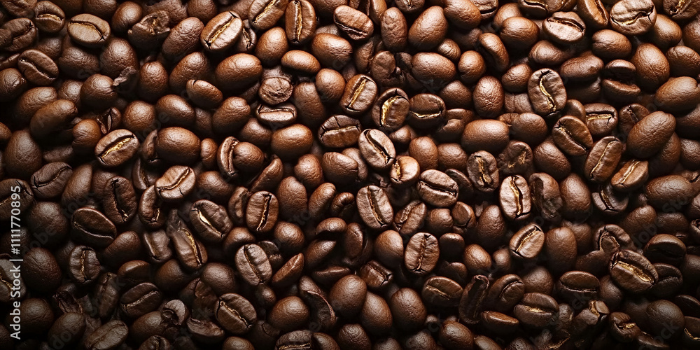 Naklejka premium Close-Up of Fresh Roasted Coffee Beans