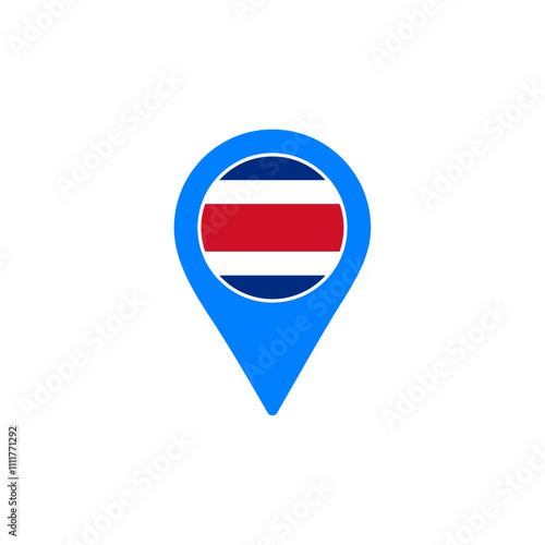 Free Download Costa Rica location pin vector with national flag design - GFXLoad