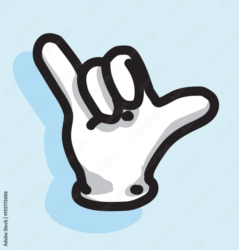 Shaka sign hand sign hang loose icon cartoon symbol isolated on blue background Shaka sign hand sign hang loose icon cartoon symbol isolated on blue background