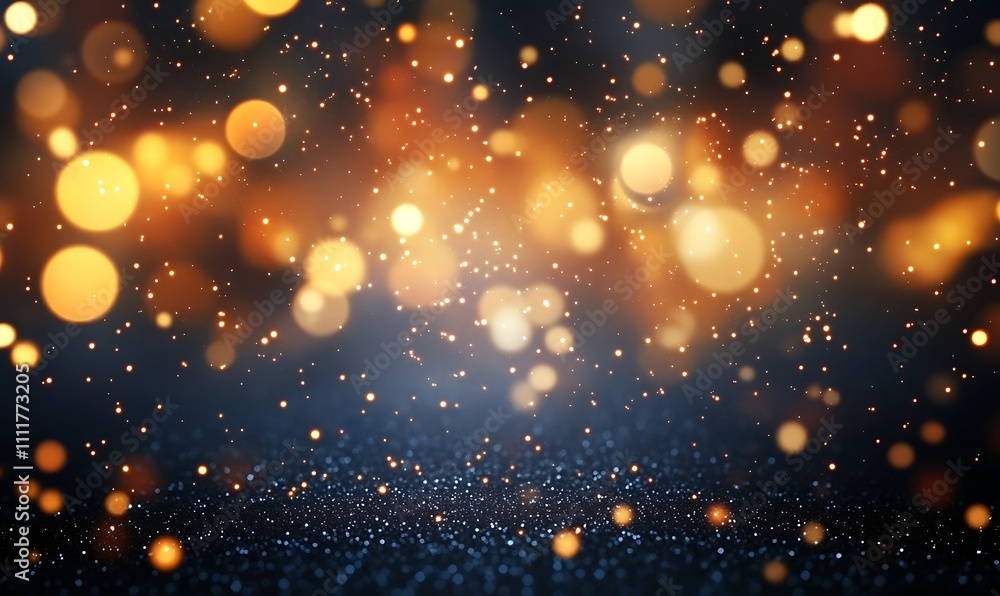 Dark blue and gold abstract with christmas light shine on navy blue, gold foil texture for holiday, Generative Ai Dark blue and gold abstract with christmas light shine on navy blue, gold foil texture for holiday, Generative Ai