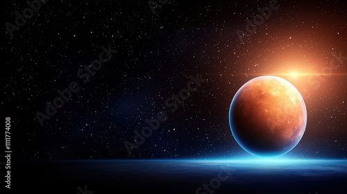 Mars Planet Sunrise  Space Exploration  Cosmic Background  Starry Night  Universe  Astrono photo