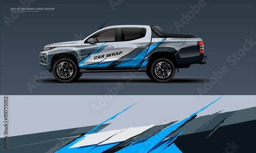 Sporty pick up truck car wrap livery design ready print decal fit on universal pick up truck vehicles	
