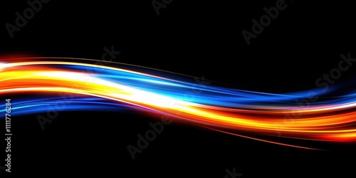 Dynamic Abstract Wave of Light with Vibrant Colors on Black Background