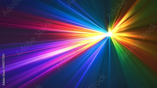 Abstract Colorful Light Rays Radiating From Center