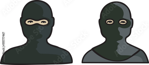 balaclava robber thief security safety icon illustration isolated on white background