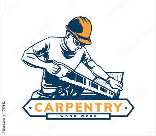 carpentry logo badge design