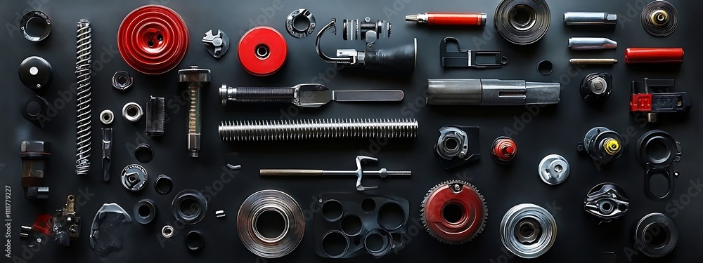 Knolling Car Accessories and Parts Display, Generative Ai Knolling Car Accessories and Parts Display, Generative Ai