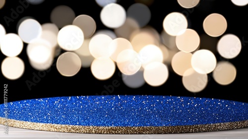 Festive Blue Glitter Background  Bokeh Lights  New Year s Eve  Celebration  Shiny Sparkle photo