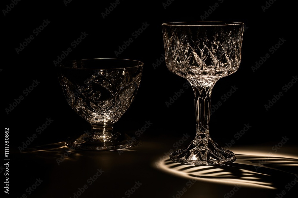 Elegant Crystal Goblets in Minimalist Lighting for Modern Decor and Design Elegant Crystal Goblets in Minimalist Lighting for Modern Decor and Design
