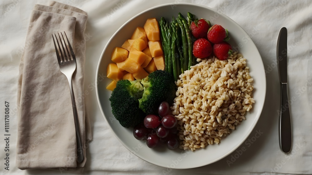 Close-Up of a Balanced Meal Plate with Nutrient-Rich Section Close-Up of a Balanced Meal Plate with Nutrient-Rich Section