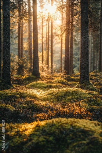 Beautiful Details of the Woods with Moss 