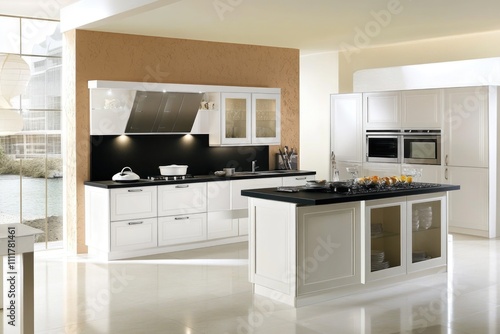 Wallpaper Mural Modern Kitchen Interior with Contrasting Black Elements for Contemporary Design Inspiration Torontodigital.ca