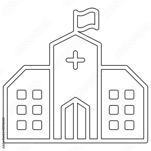 Hospital icon in line style