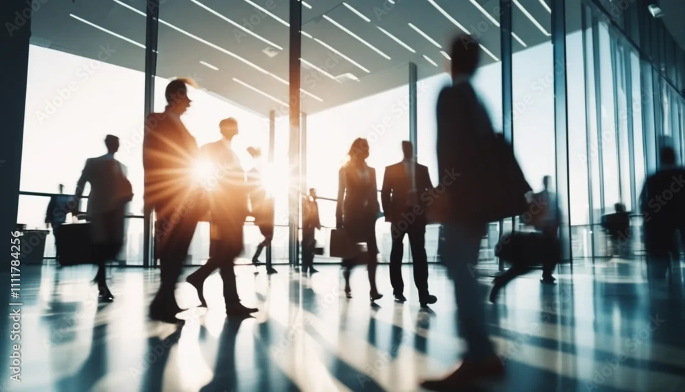 Blurred people in motion in bright modern office. Blurred people in motion in bright modern office.