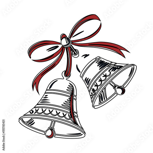 christmas bells with red ribbon