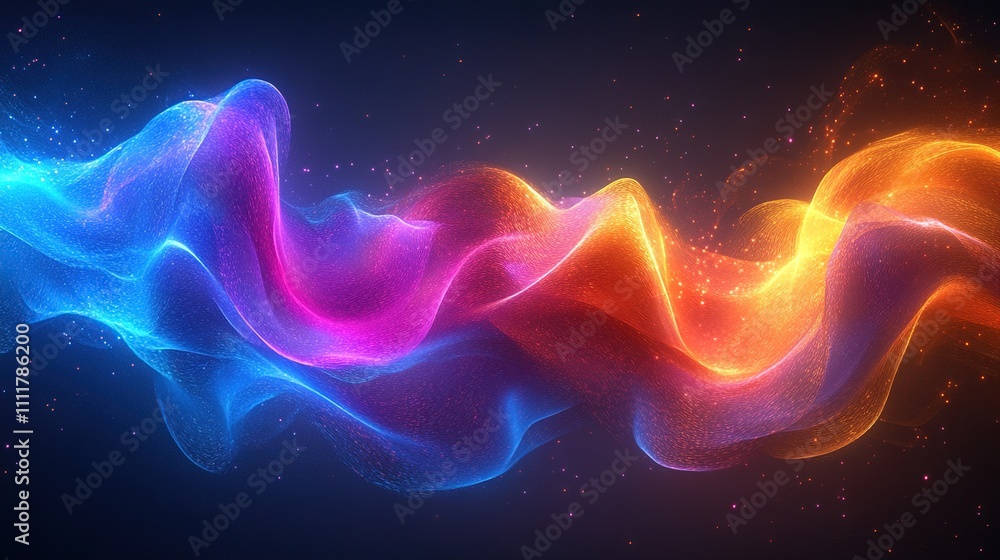 Fototapeta premium Abstract colorful wave patterns with glowing effects and smooth curves.