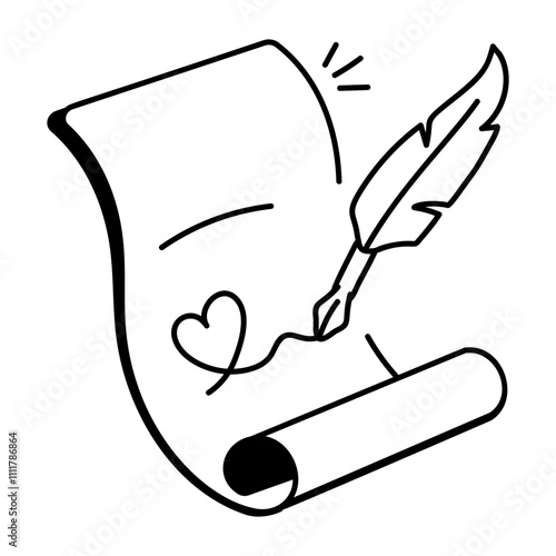 A doodle style icon of marriage contract 
