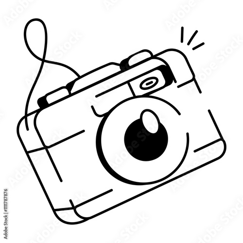 A hand drawn icon of photography camera 

