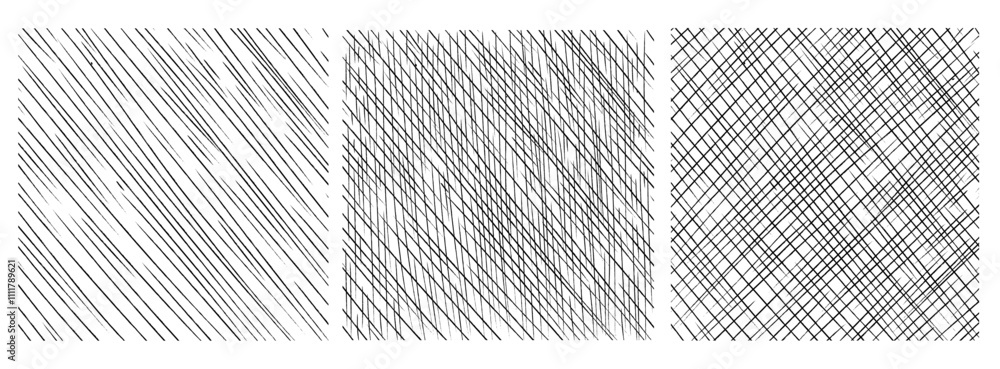 Εκτύπωση καμβά Set of crosshatch texture isolated, hand drawn, line texture