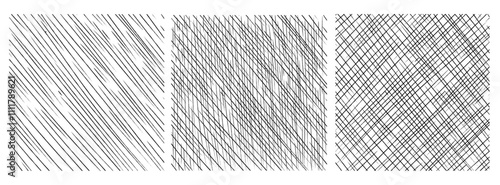 Set of crosshatch texture isolated, hand drawn, line texture