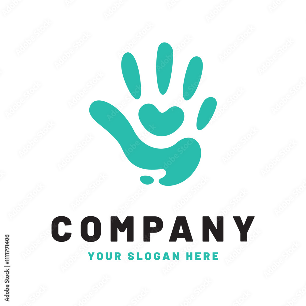 Flat Simple Hand Logo Design Flat Simple Hand Logo Design