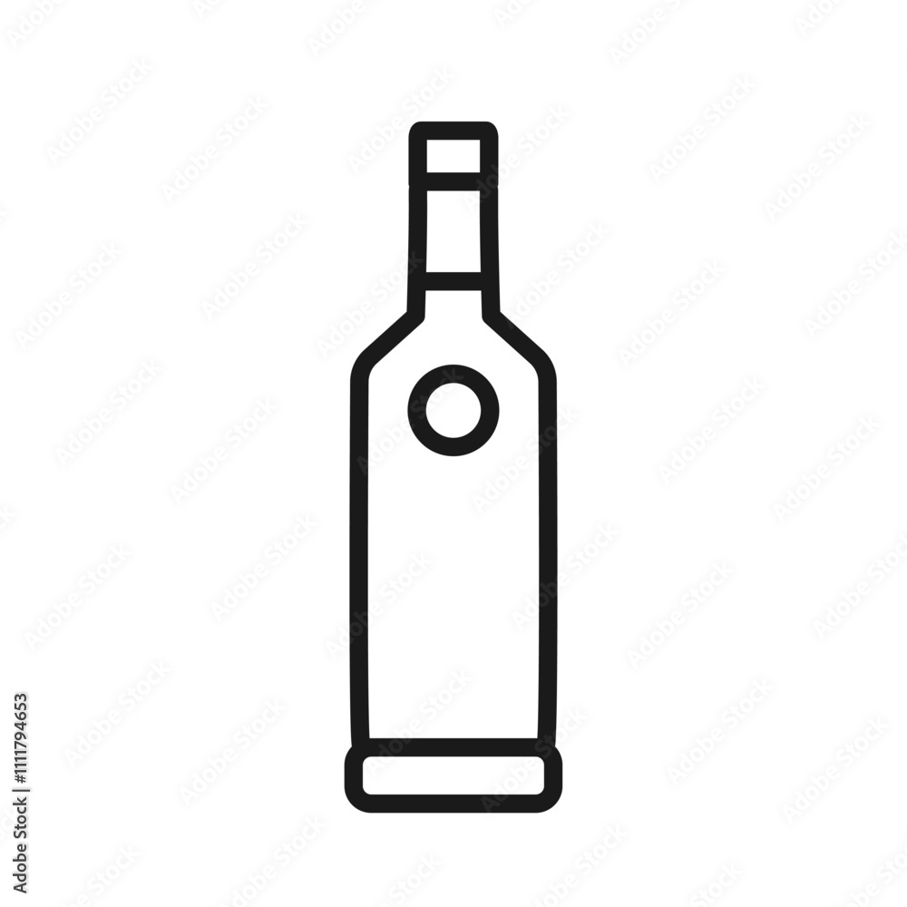 Alcoholic drink bottle of absinthe, vodka, cognac line icon. Editable stroke. Outline pictogram for logo, graphic design, web page, mobile interface. Minimalist spirits symbol. Vector illustration Alcoholic drink bottle of absinthe, vodka, cognac line icon. Editable stroke. Outline pictogram for logo, graphic design, web page, mobile interface. Minimalist spirits symbol. Vector illustration