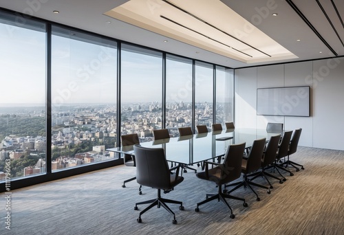 Office space. Open space. Design of office. 3D rendering. Office space. Open space. Design of office. 3D rendering Blurred bokeh background in business office with glass partitions  